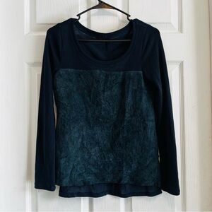 Ecru Faux Suede Blue Women's Top XS Neutral Timeless